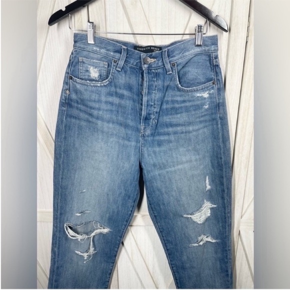 Veronica Beard Blake Classic Straight High Rise Button Fly Distresses Jeans 29/8 - Picture 5 of 10